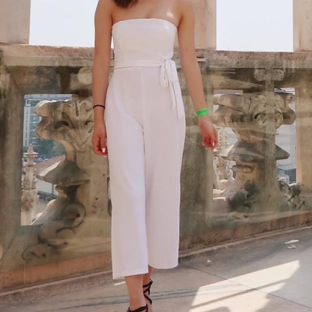 Elegant White Strapless Jumpsuit